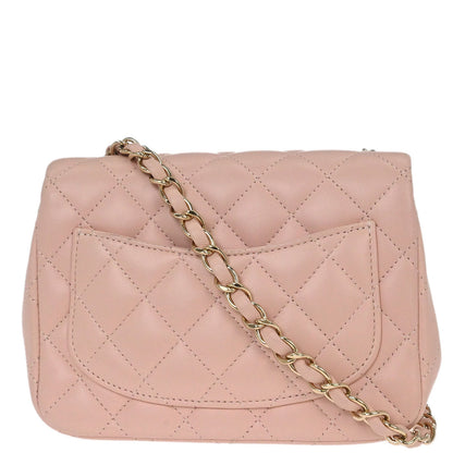 Chanel 2017 Pink Lambskin Mini Classic Square Flap Shoulder Bag