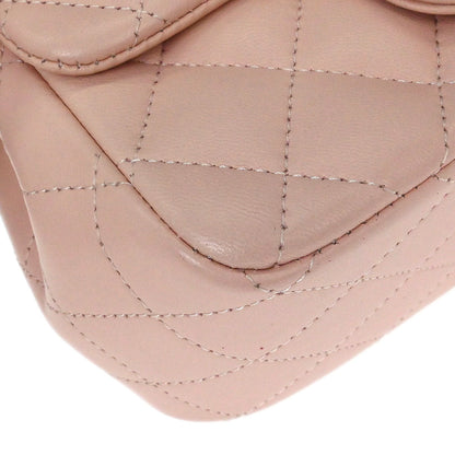 Chanel 2017 Pink Lambskin Mini Classic Square Flap Shoulder Bag