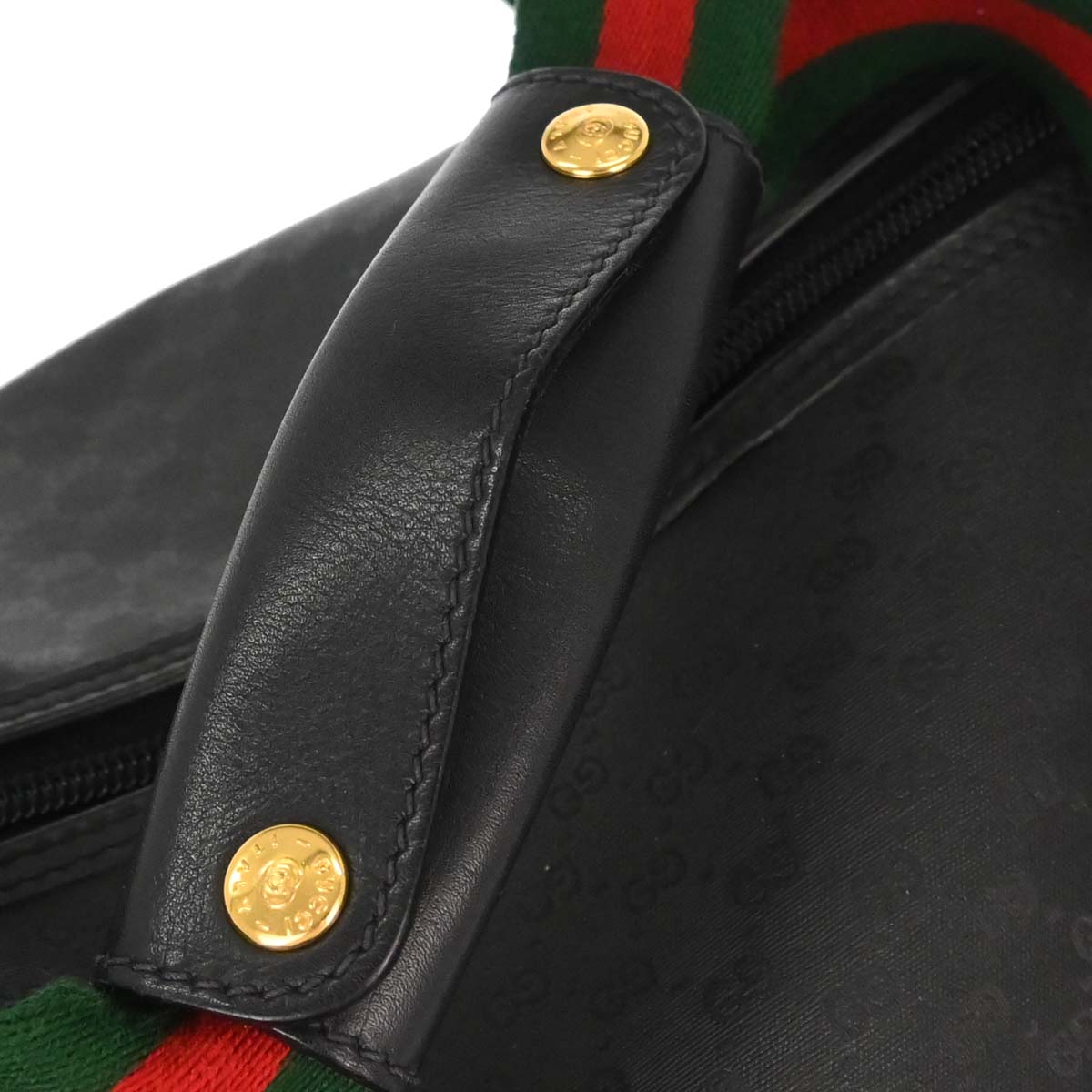 Gucci Black Leather Sherry Line Duffle Handbag