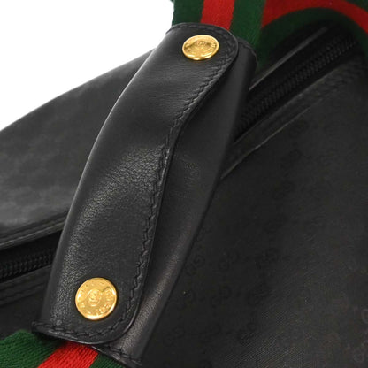 Gucci Black Leather Sherry Line Duffle Handbag