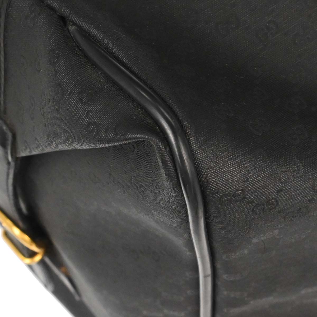 Gucci Black Leather Sherry Line Duffle Handbag
