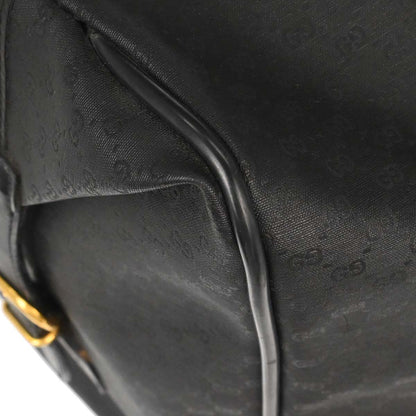 Gucci Black Leather Sherry Line Duffle Handbag