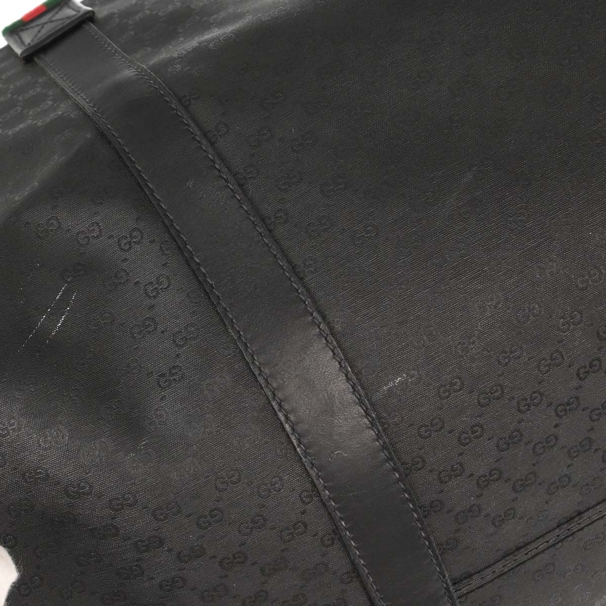 Gucci Black Leather Sherry Line Duffle Handbag