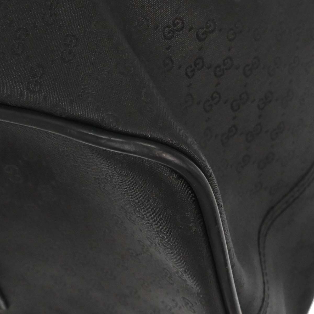 Gucci Black Leather Sherry Line Duffle Handbag