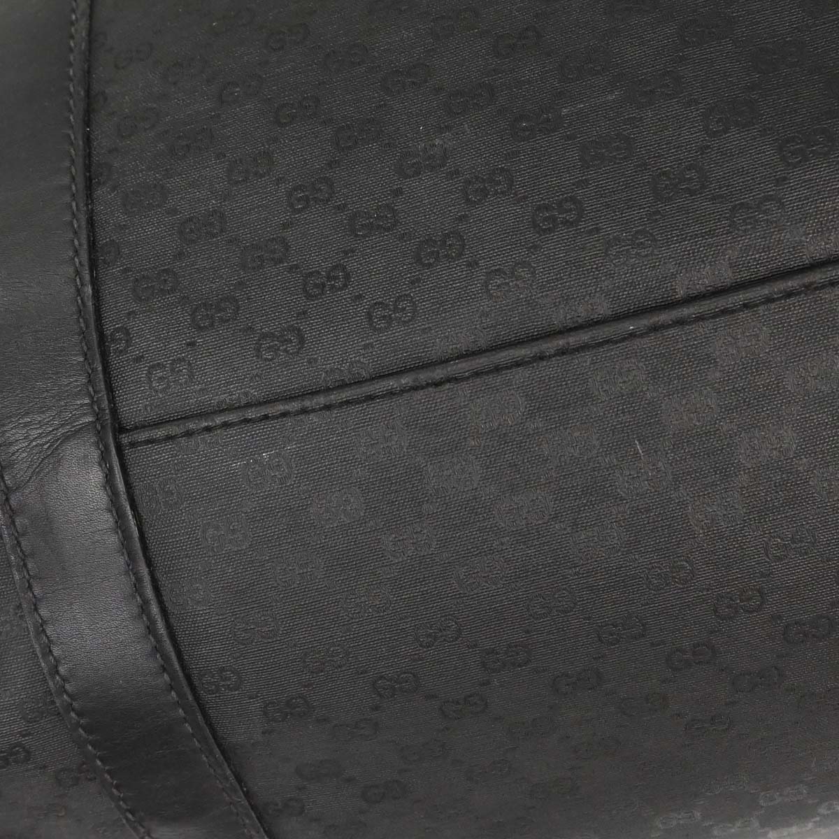 Gucci Black Leather Sherry Line Duffle Handbag