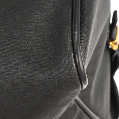 Gucci Black Leather Sherry Line Duffle Handbag