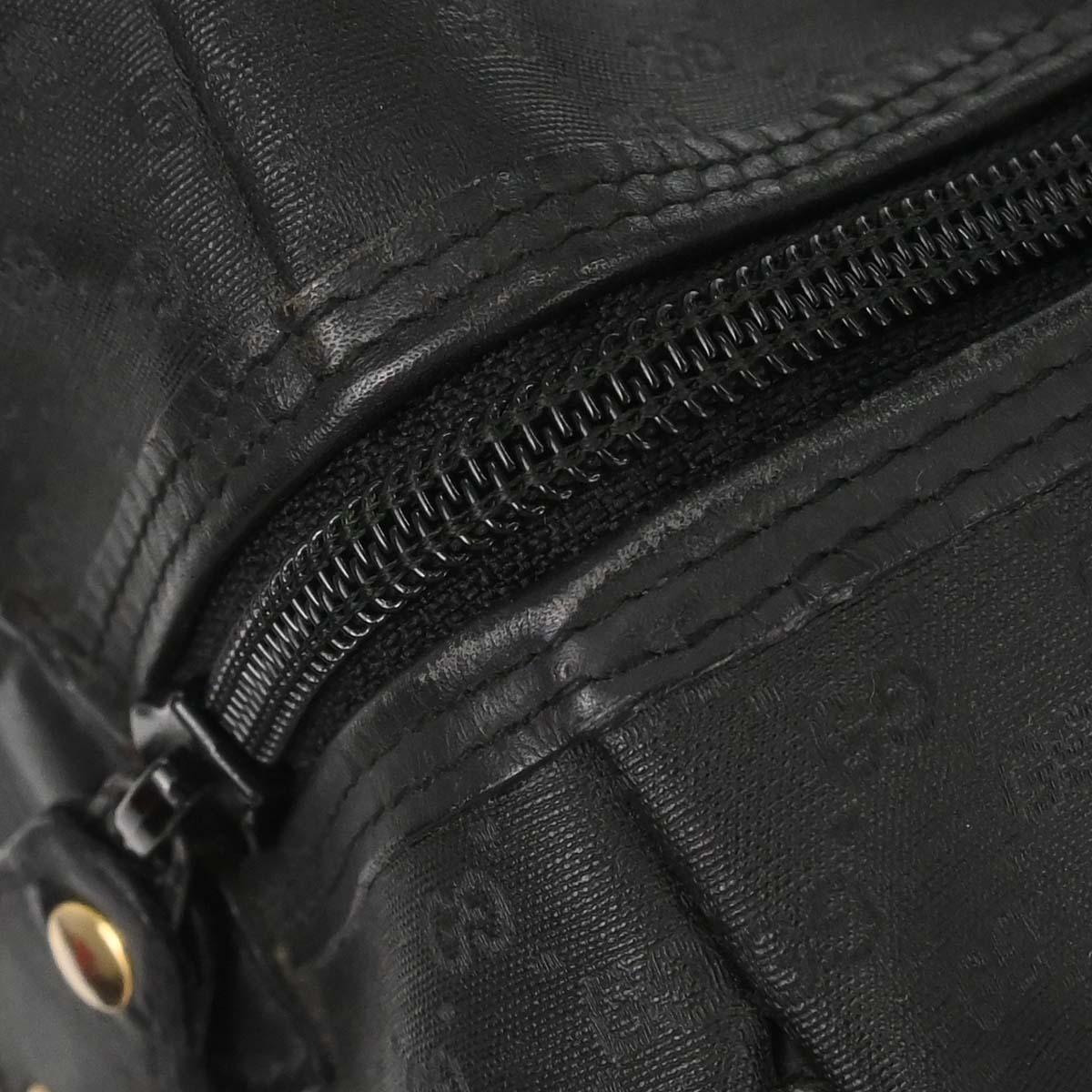 Gucci Black Leather Sherry Line Duffle Handbag