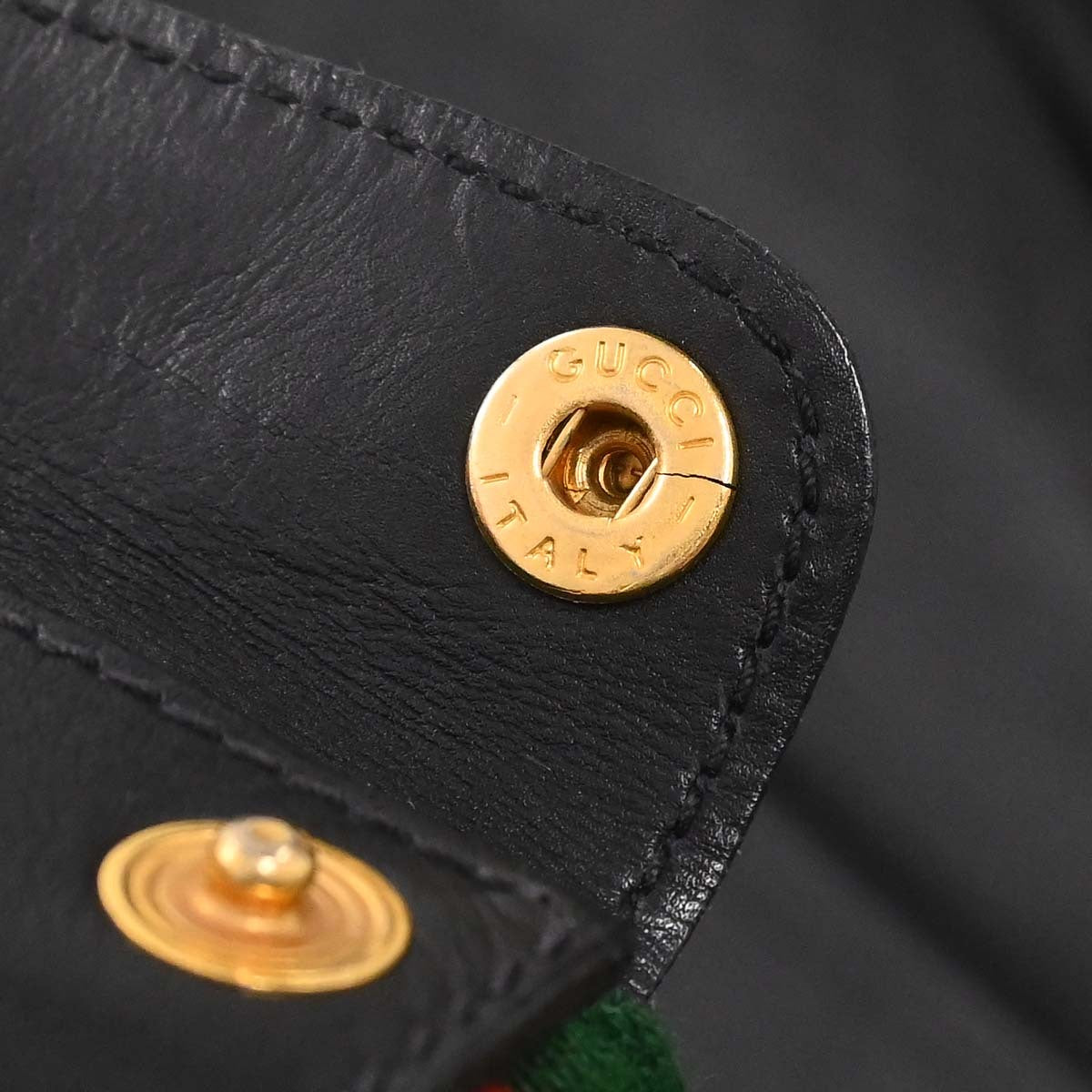 Gucci Black Leather Sherry Line Duffle Handbag