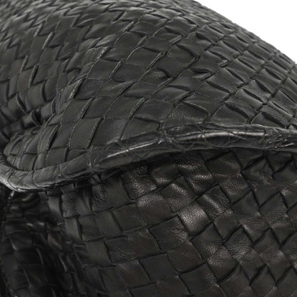 Bottega Veneta * Black Lambskin Crocodile Intrecciato 2way Hobo Handbag