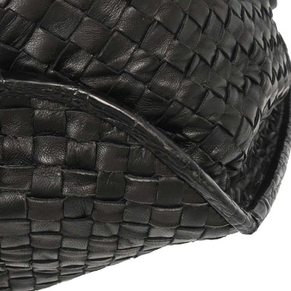 Bottega Veneta * Black Lambskin Crocodile Intrecciato 2way Hobo Handbag