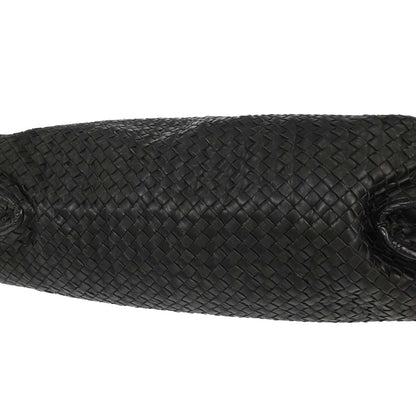 Bottega Veneta * Black Lambskin Crocodile Intrecciato 2way Hobo Handbag