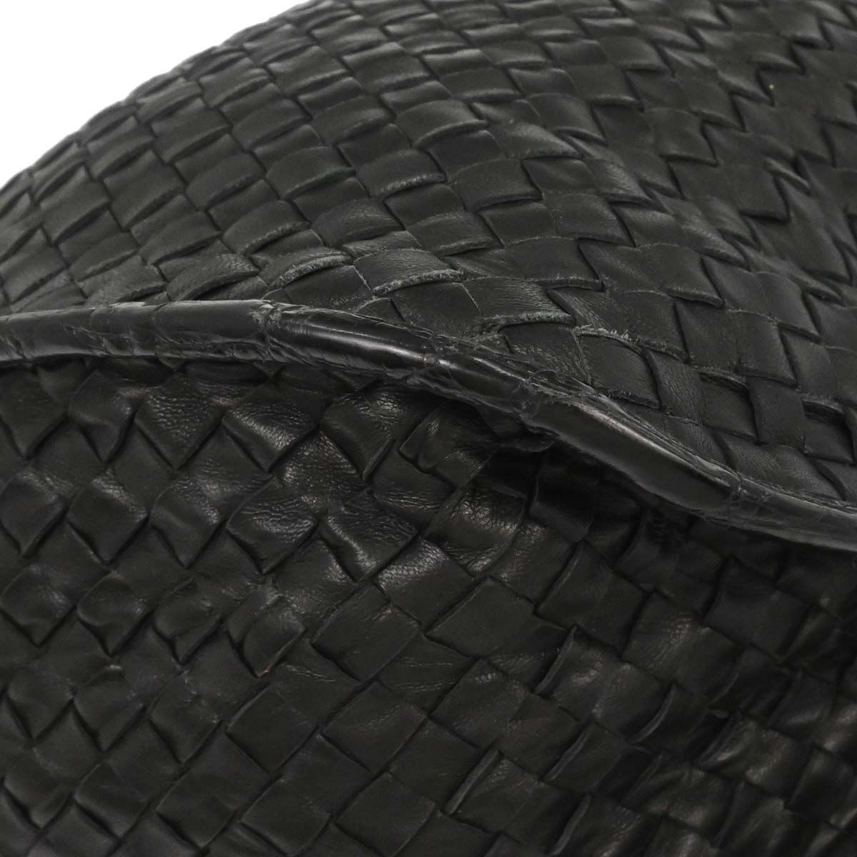 Bottega Veneta * Black Lambskin Crocodile Intrecciato 2way Hobo Handbag