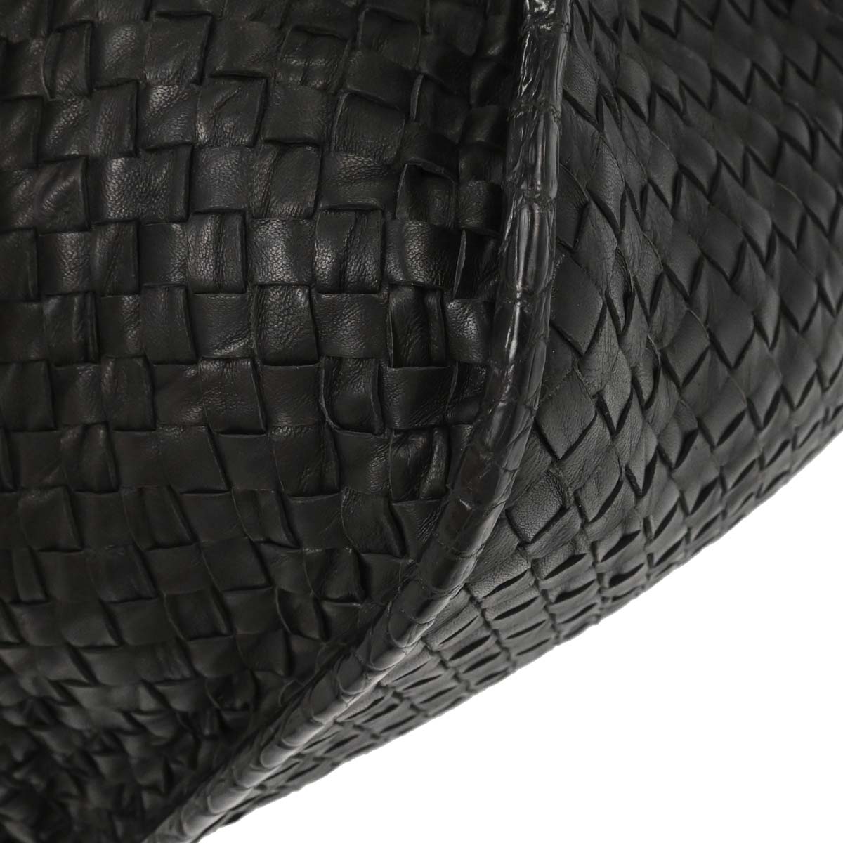 Bottega Veneta * Black Lambskin Crocodile Intrecciato 2way Hobo Handbag