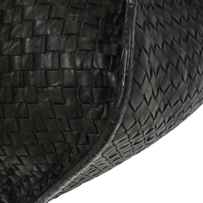 Bottega Veneta * Black Lambskin Crocodile Intrecciato 2way Hobo Handbag