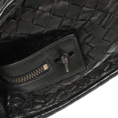Bottega Veneta * Black Lambskin Crocodile Intrecciato 2way Hobo Handbag