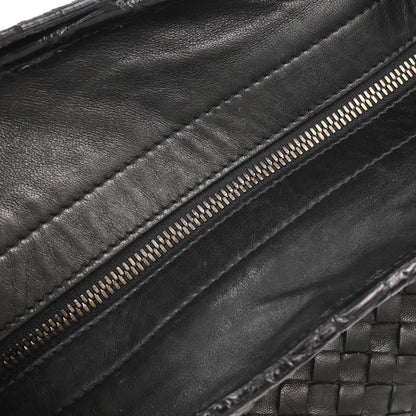 Bottega Veneta * Black Lambskin Crocodile Intrecciato 2way Hobo Handbag