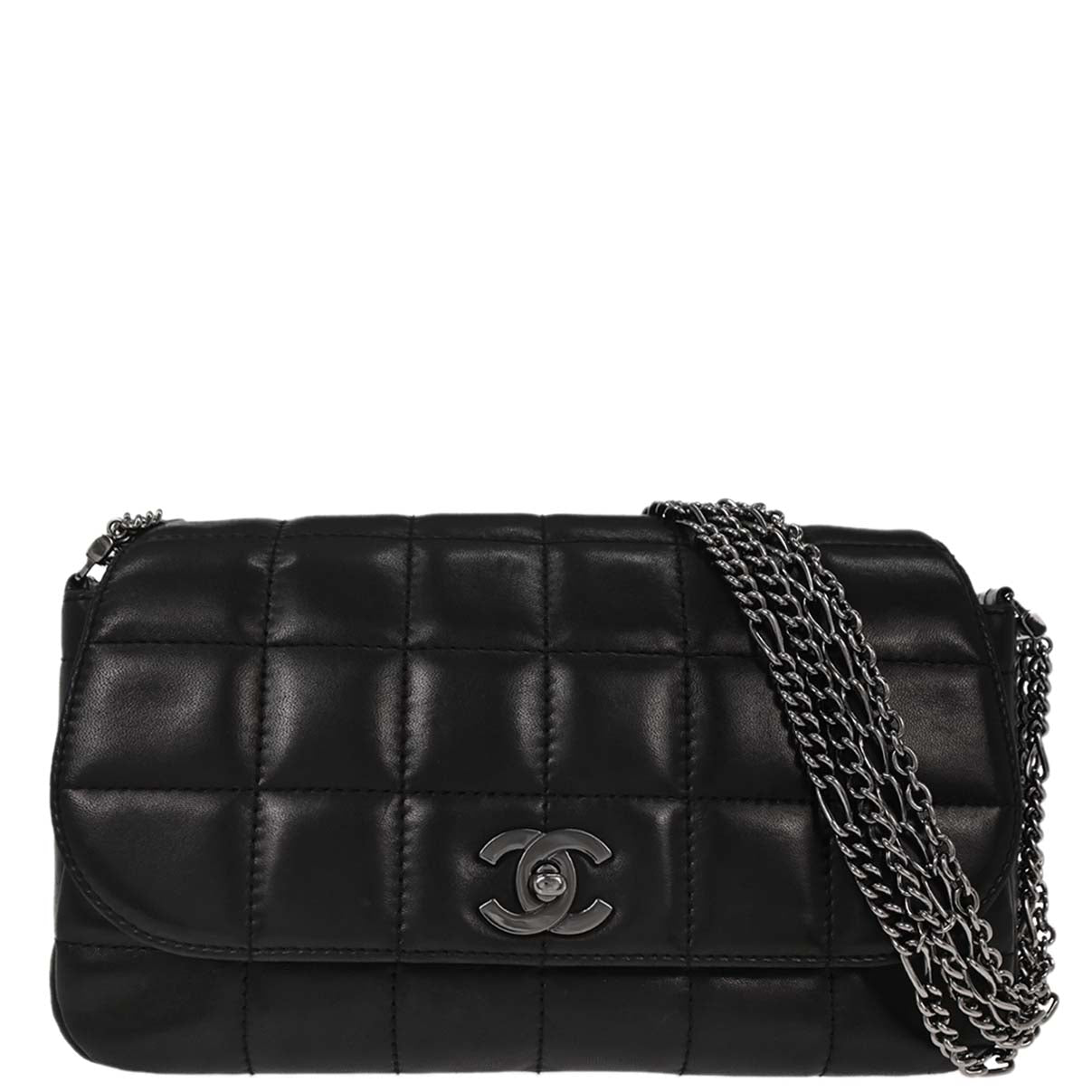 Chanel Black Lambskin Choco Bar Handbag