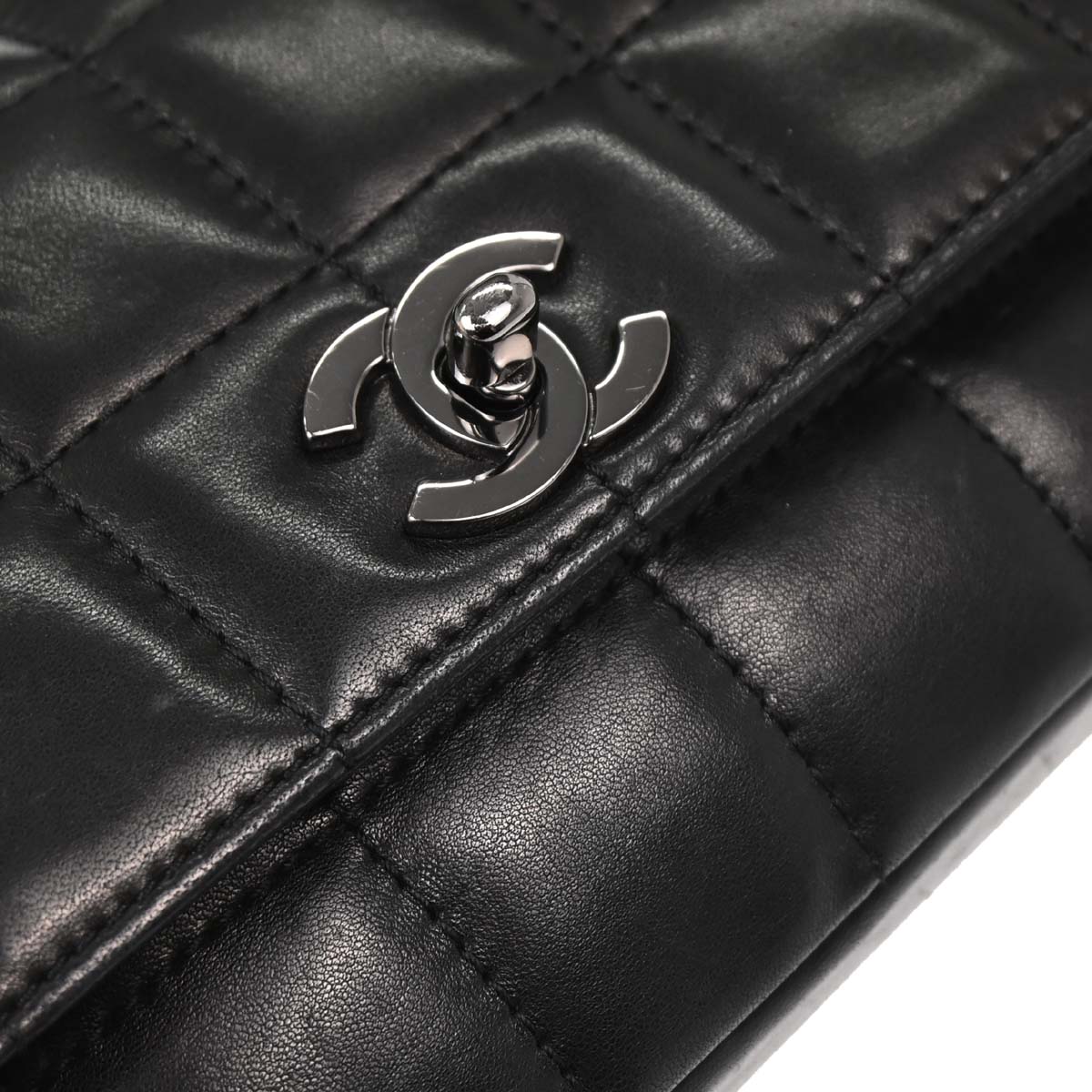 Chanel Black Lambskin Choco Bar Handbag