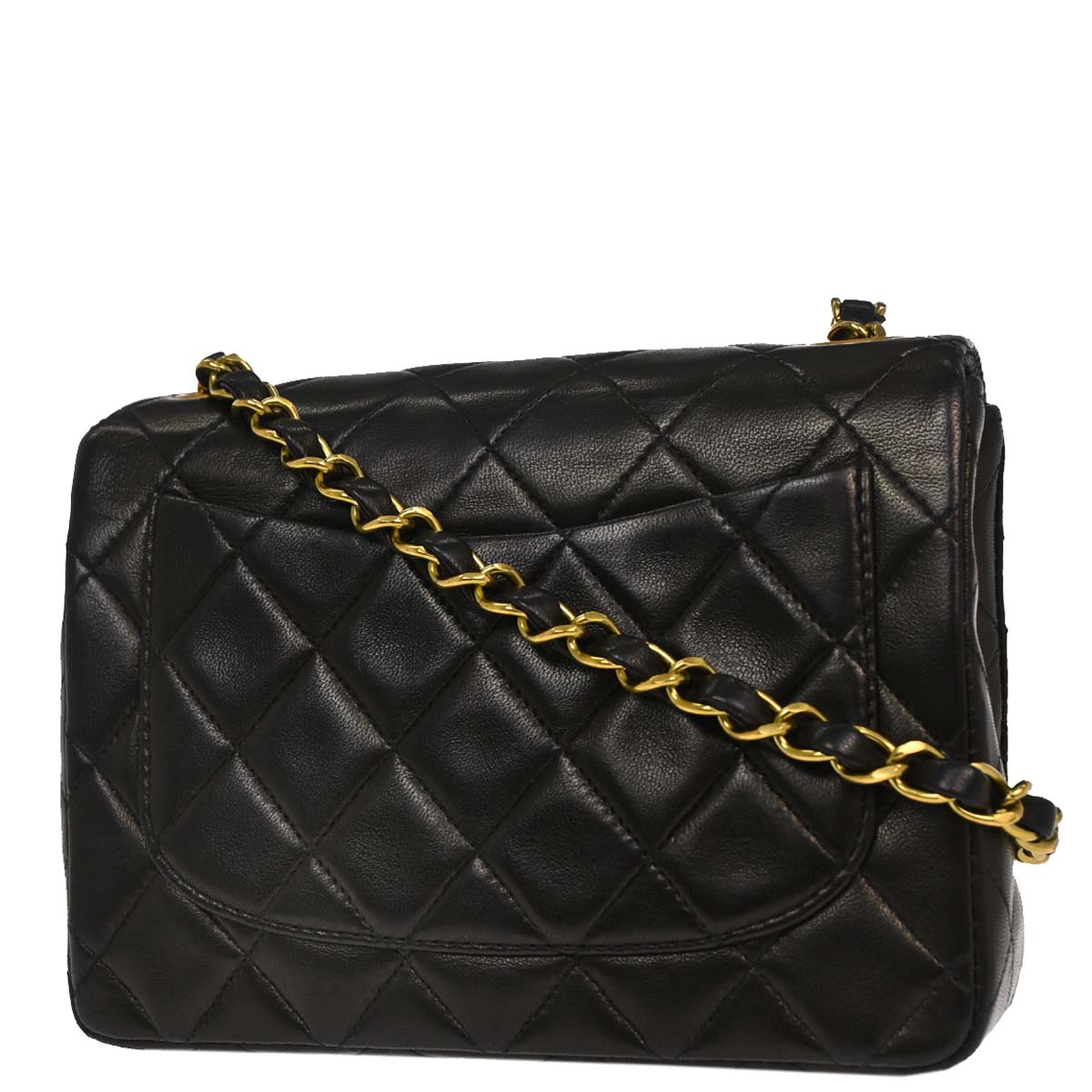 Chanel Black Lambskin Mini Classic Square Flap Shoulder Bag 17