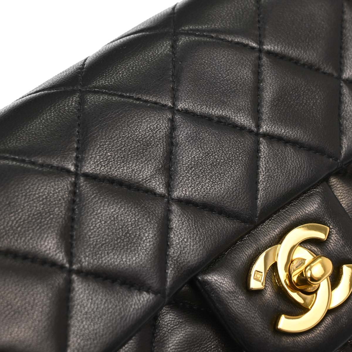 Chanel Black Lambskin Mini Classic Square Flap Shoulder Bag 17