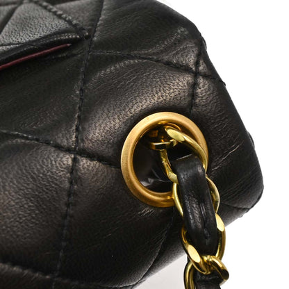 Chanel Black Lambskin Mini Classic Square Flap Shoulder Bag 17