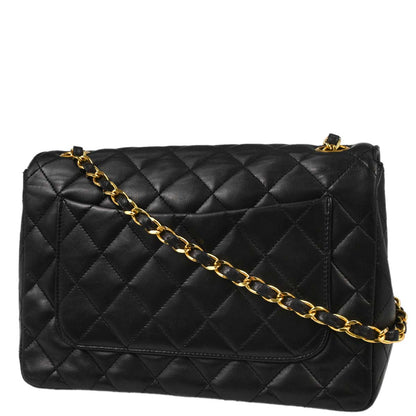 Chanel Black Lambskin Turnlock Full Flap Shoulder Bag