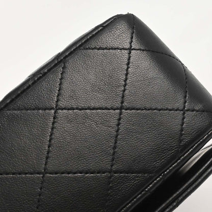 Chanel Black Lambskin Turnlock Full Flap Shoulder Bag