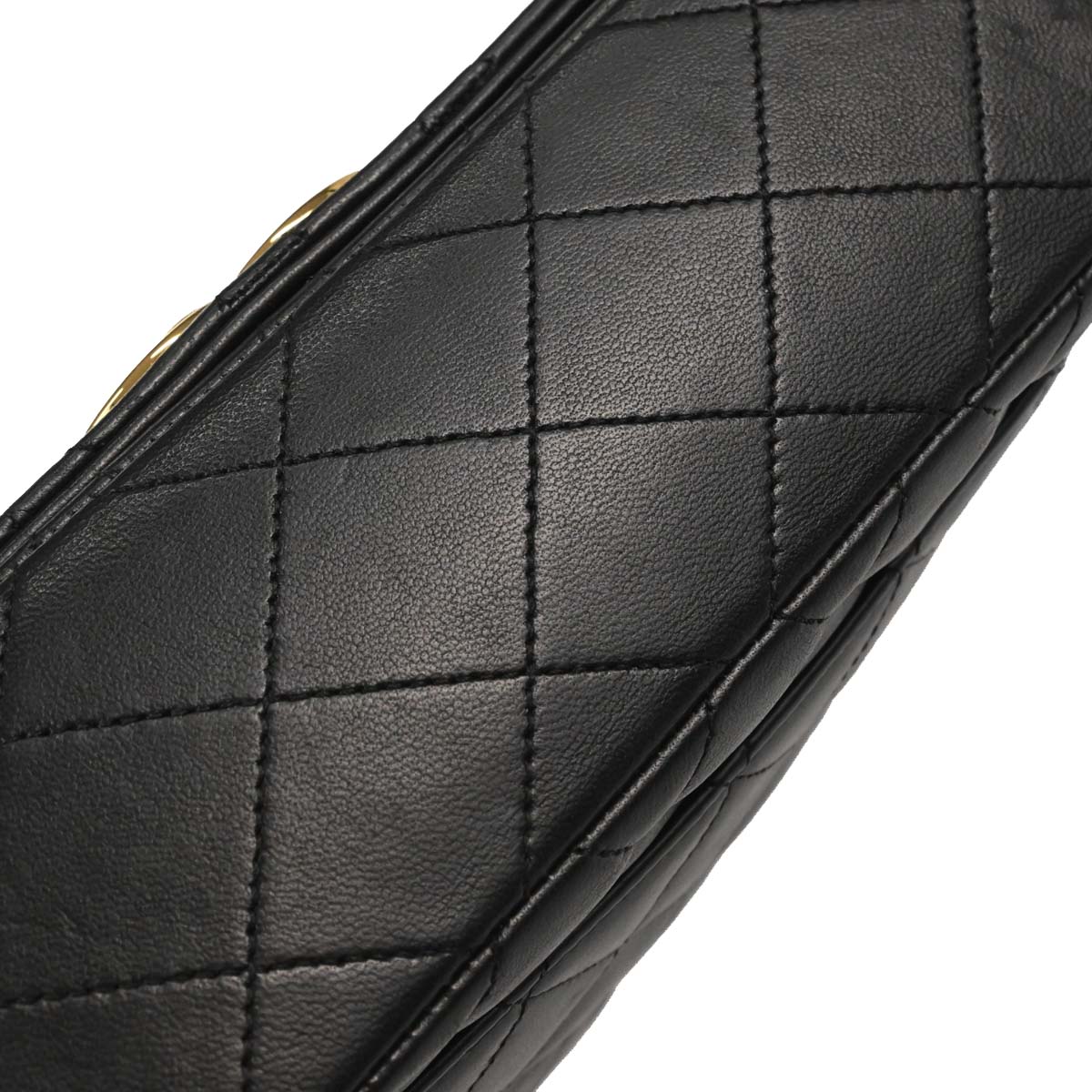 Chanel Black Lambskin Turnlock Full Flap Shoulder Bag