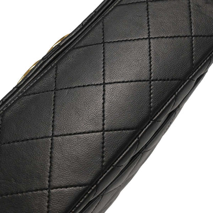 Chanel Black Lambskin Turnlock Full Flap Shoulder Bag