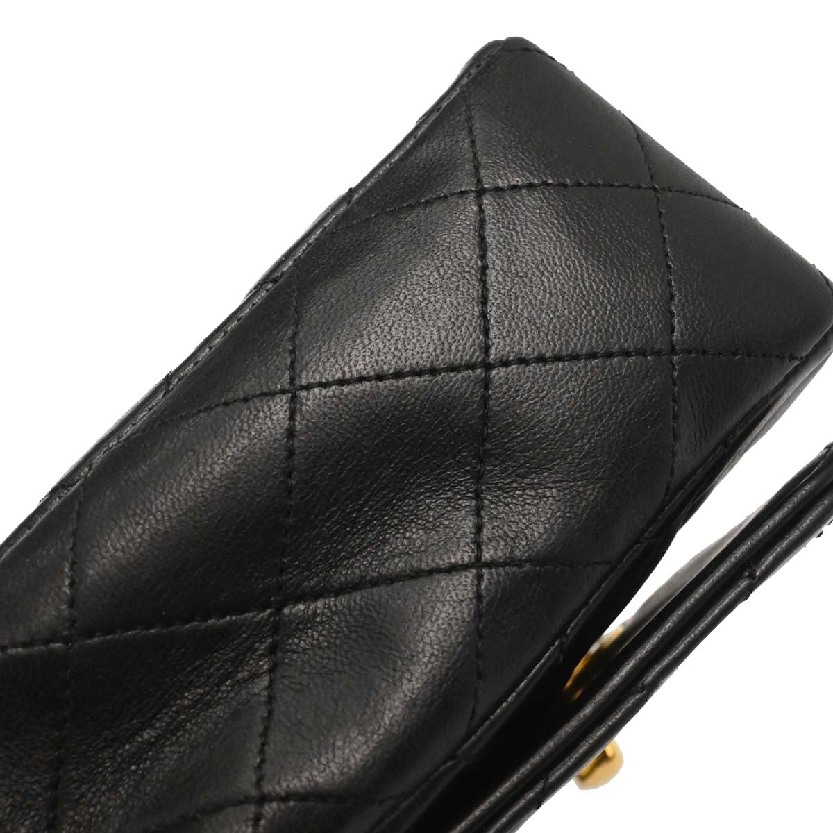 Chanel Black Lambskin Turnlock Full Flap Shoulder Bag