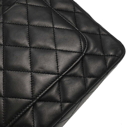 Chanel Black Lambskin Turnlock Full Flap Shoulder Bag