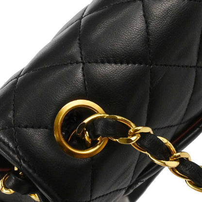 Chanel Black Lambskin Turnlock Full Flap Shoulder Bag
