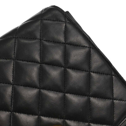 Chanel Black Lambskin Turnlock Full Flap Shoulder Bag