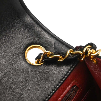 Chanel Black Lambskin Turnlock Full Flap Shoulder Bag