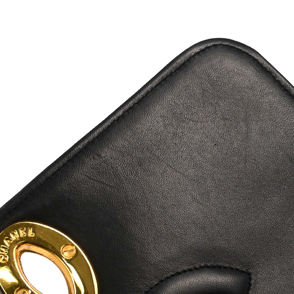 Chanel Black Lambskin Turnlock Full Flap Shoulder Bag