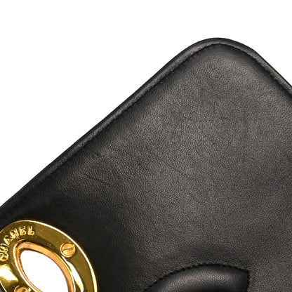 Chanel Black Lambskin Turnlock Full Flap Shoulder Bag