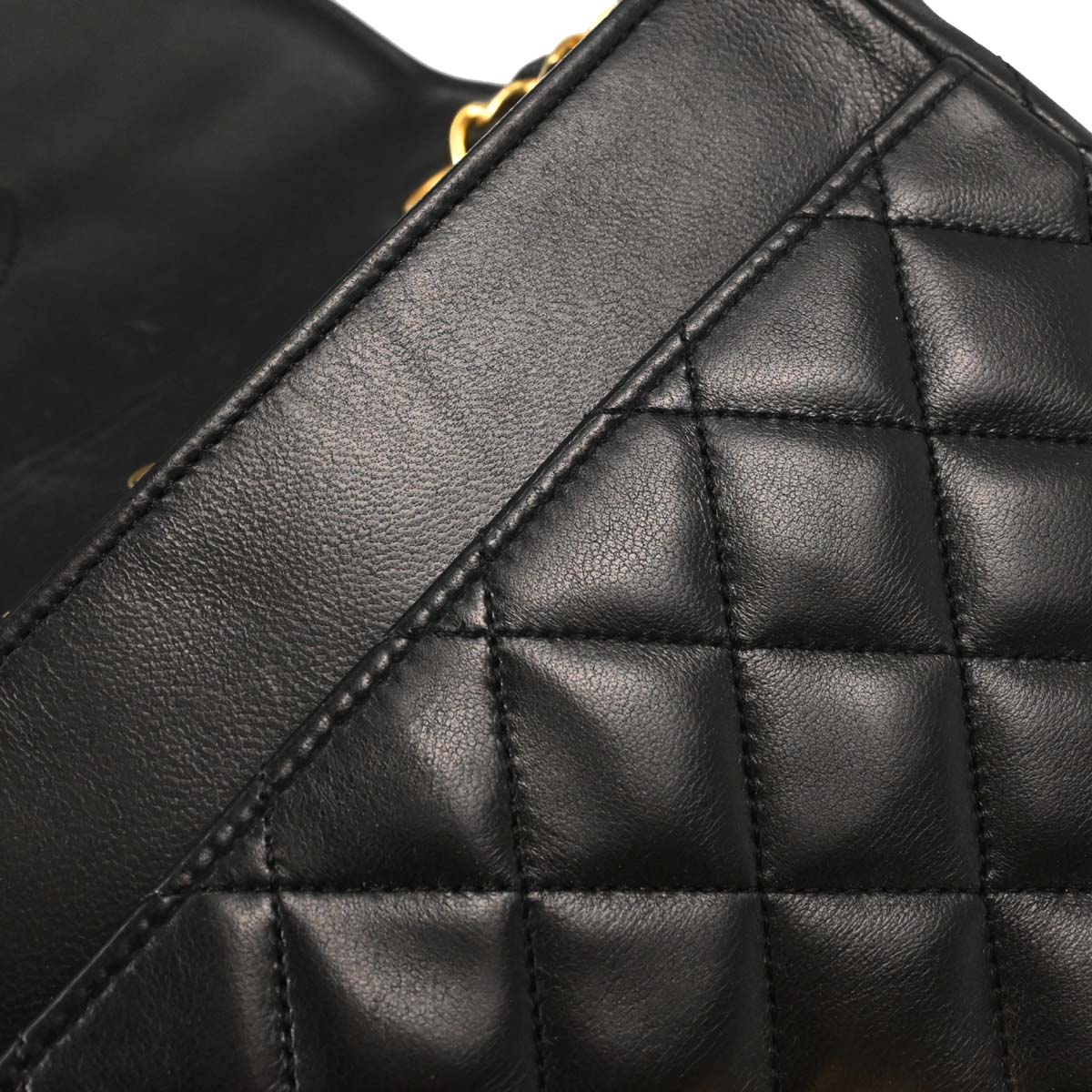 Chanel Black Lambskin Turnlock Full Flap Shoulder Bag