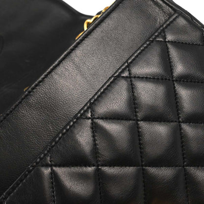 Chanel Black Lambskin Turnlock Full Flap Shoulder Bag