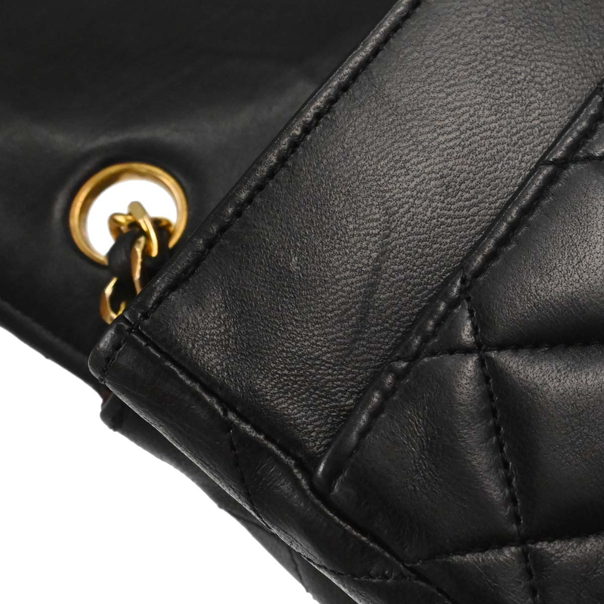 Chanel Black Lambskin Turnlock Full Flap Shoulder Bag
