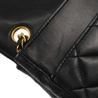 Chanel Black Lambskin Turnlock Full Flap Shoulder Bag