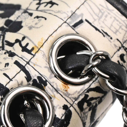 Chanel Black White Silk Lambskin Choco Bar Shoulder Bag