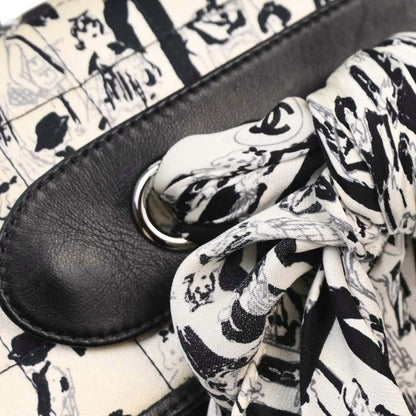 Chanel Black White Silk Lambskin Choco Bar Shoulder Bag