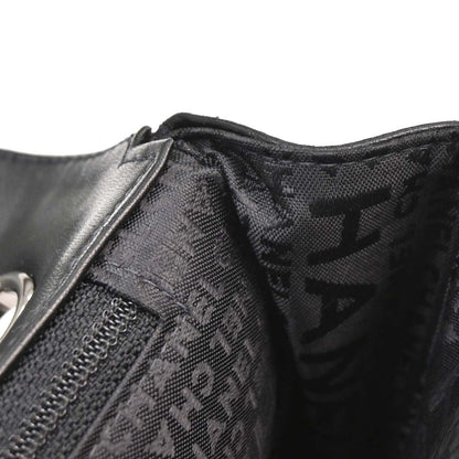 Chanel Black White Silk Lambskin Choco Bar Shoulder Bag