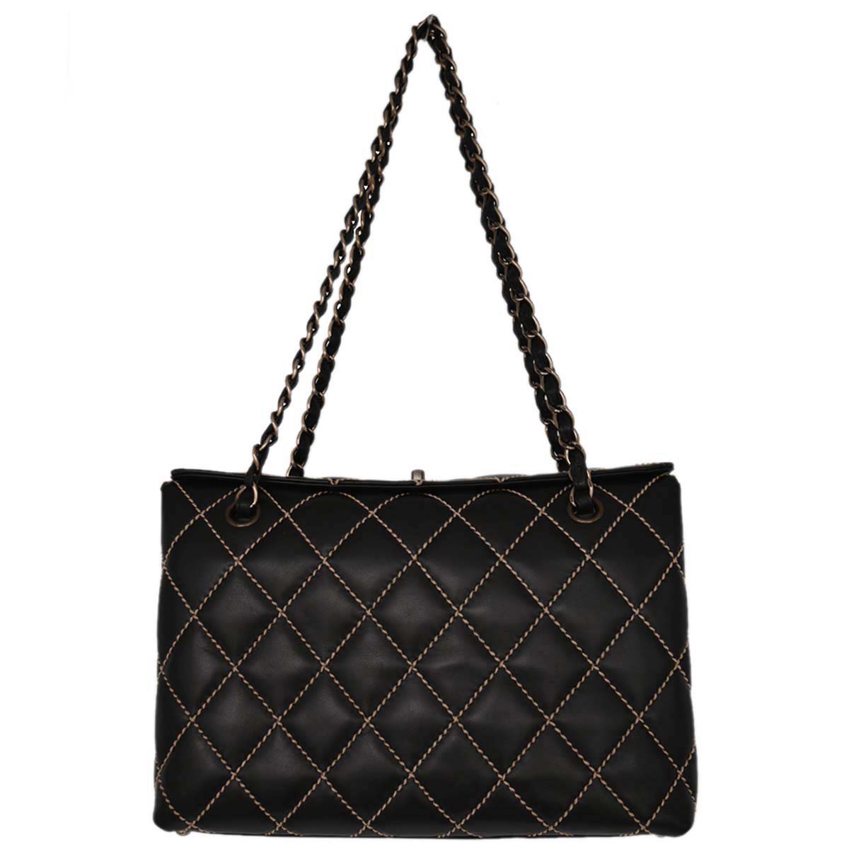 Chanel Black Calfskin Wild Stitch Handbag