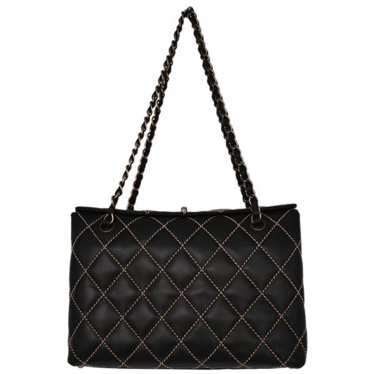 Chanel Black Calfskin Wild Stitch Handbag