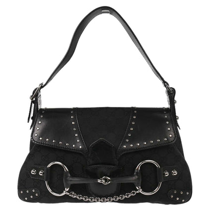 Gucci Black Horsebit GG Handbag