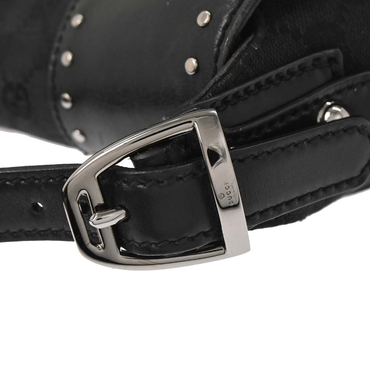 Gucci Black Horsebit GG Handbag