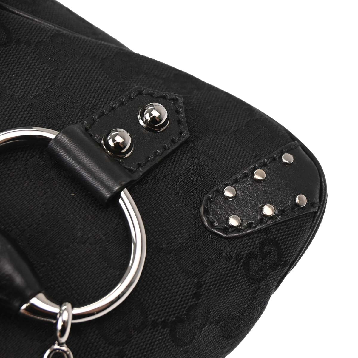 Gucci Black Horsebit GG Handbag