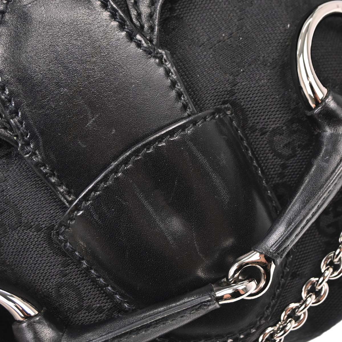 Gucci Black Horsebit GG Handbag