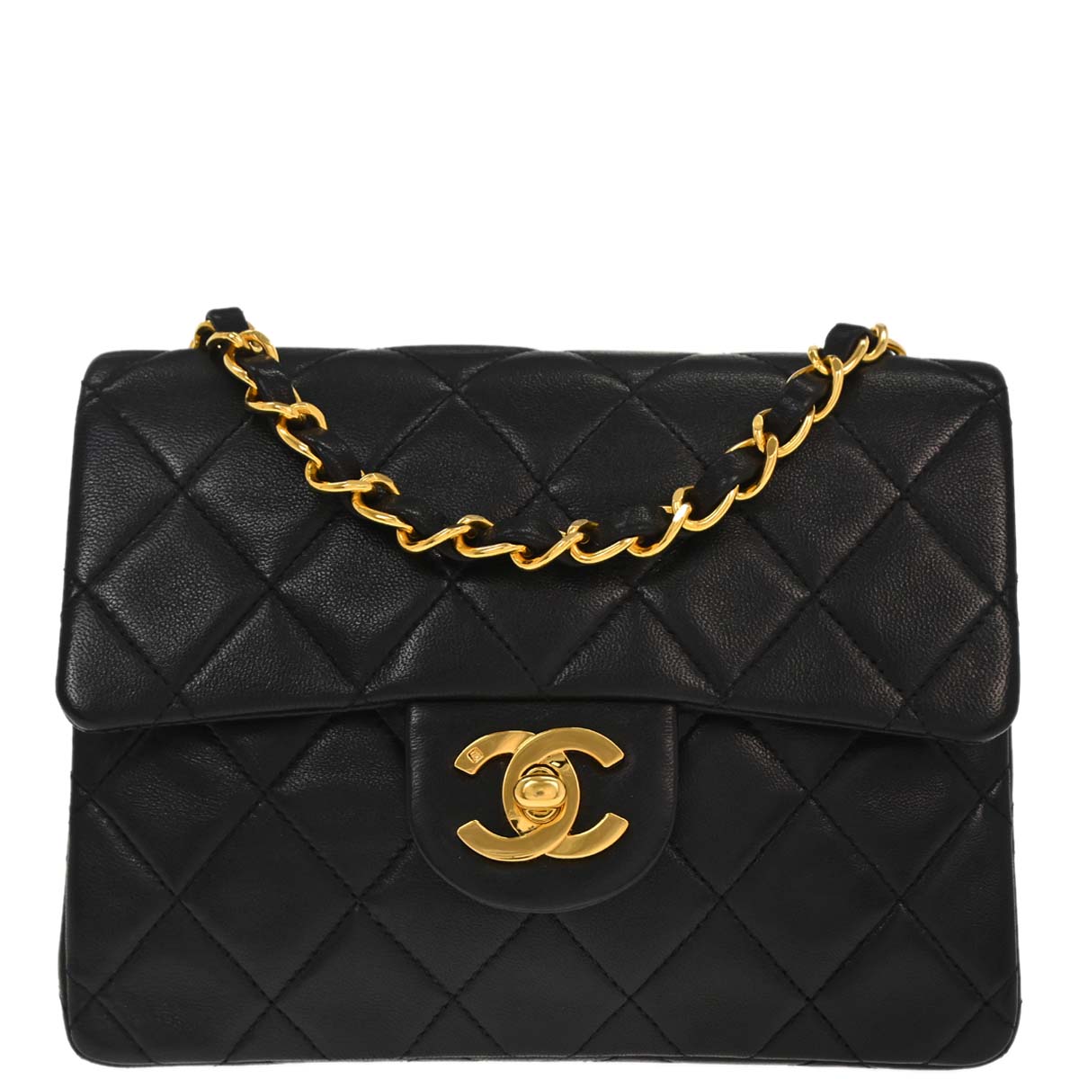 Chanel Black Lambskin Mini Classic Square Flap Shoulder Bag 17
